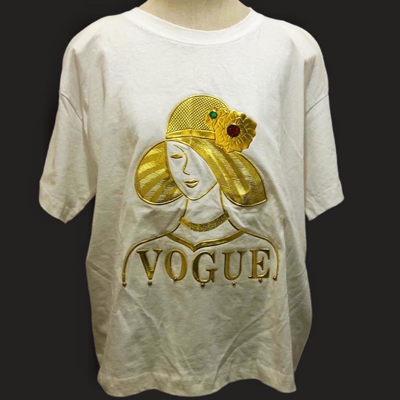 Vintage Gold Lady Vogue T-shirt oversized 80s 90s - Picture 3 of 8